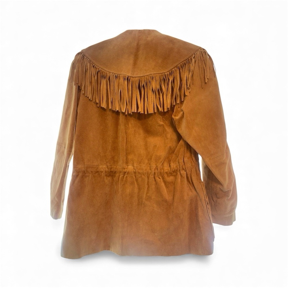 Scully Women's Western Fringe Leather Jacket Size 8 Color, Beige Acetate Satin